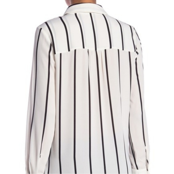 Daniel Rainn DR2 Striped Tie Front Blouse Long Sleeve Button Down Casual Top M - Picture 2 of 8